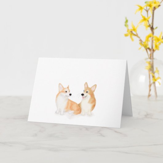 Hattie und Leah Pembroke Welsh Corgis leere Karte (Gelbe Blume)
