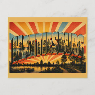 Hattiesburg Mississippi Lake Pine Forest Kunst Postkarte