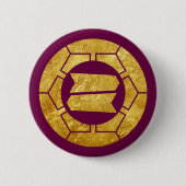 Hattori-Clan kamon in Imitaten Gold auf lila Button (Vorderseite)