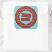 Hattori-Clan kamon in rot auf blau Quadratischer Aufkleber (Tasche)