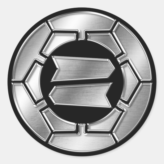 Hattori Clan Kamon Silver Chrome Runder Aufkleber (Vorderseite)