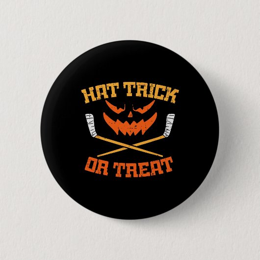 Hattrick oder Streich Eis-Hockey Halloween Junge M Button (Vorderseite)