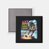 Hattrick oder Streich Funny Ice Hockey Halloween-K Magnet (Vorderseite/Rückseite)