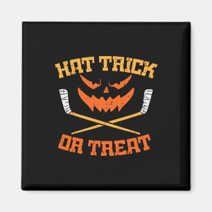 Hattrick oder Süßigkeiten Eishockey Halloween Jung Magnet