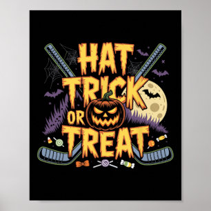 Hattrick oder Treat Eishockey Halloween Spaß Poster