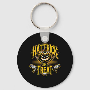 Hattrick oder Treat Eishockey Halloween Spaß Schlüsselanhänger