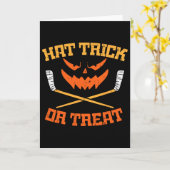 Hattrick oder Treat Ice Hockey Halloween Junge Män Karte (Gelbe Blume)