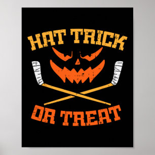 Hattrick oder Treat Ice Hockey Halloween Junge Män Poster