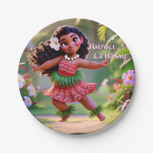 Hauʻoli Hula Prinzessin Pappteller (Vorderseite)