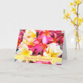 Hau oli la Ho'omana'o Anniversary Wish auf Hawaiis Karte (Gelbe Blume)