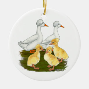 Haubenentenfamilie Keramikornament