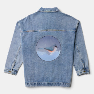 Haubenmeise Malerei - Originale wilde Vogelkunst Jeansjacke