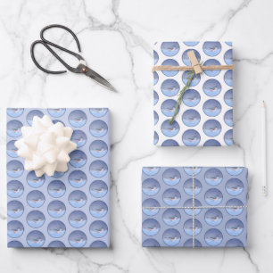 Haubenmeisen-Malerei - Süße originelle Hundekunst Geschenkpapier Set