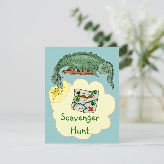 Hauch-Drache-u. Schnitzeljagd-Karten-Einladungen Einladung (Stehend Vorderseite)