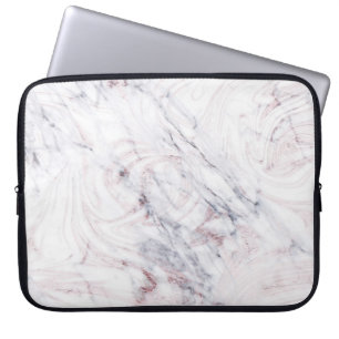 Hauch von Rose Weißer & Grauer Marmor-Schwung Chic Laptopschutzhülle