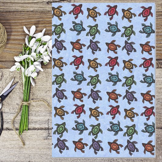 Haufen Abstrakte Schildkröten Farbige Muscheln Bla Seidenpapier