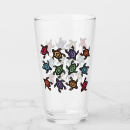 Haufen abstrakter Schwarzer Turtles Muscheln in Fa Glas
