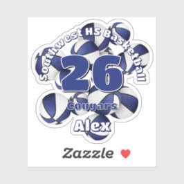 Haufen blaue Teamfarben Basketball-Kinder-Namen Aufkleber