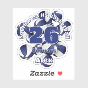 Haufen blaue Teamfarben Basketball-Kinder-Namen Aufkleber