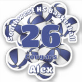 Haufen blaue Teamfarben Basketball-Kinder-Namen Aufkleber (Vorderseite)