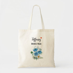Haufen blauweiße Blume Tragetasche