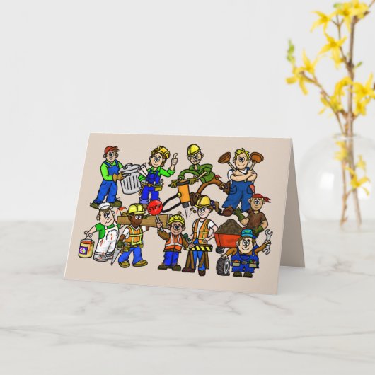Haufen Blue Collar Workers Day Card Karte (Gelbe Blume)