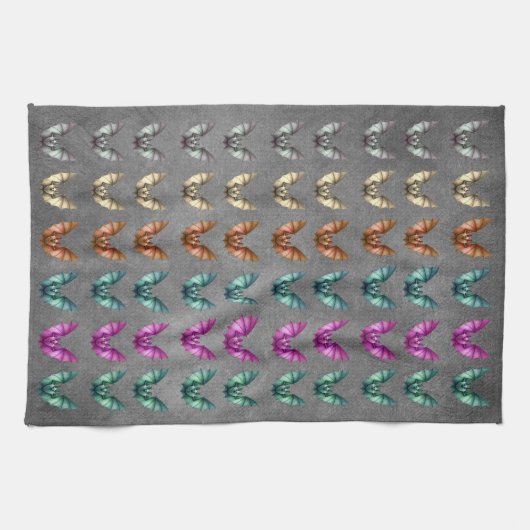 Haufen farbenfroher Spooky Fledermäuse in Flight D Geschirrtuch (Horizontal)