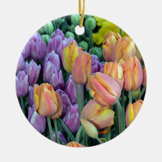 Haufen farbiger Tulpen Keramikornament (Vorne)