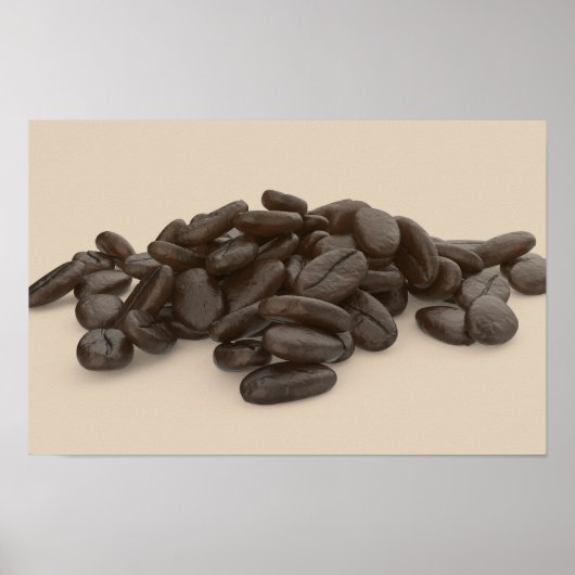 Haufen gerösteter Kaffeebohnen Poster (Vorne)