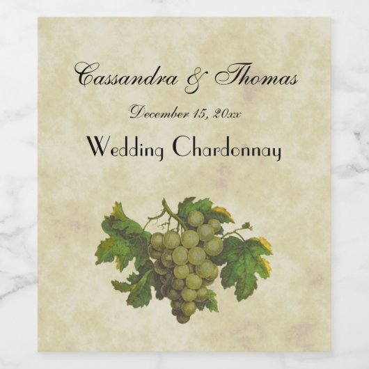 Haufen grüne Trauben Traubenschmerzen Tee gefestig Weinetikett (Einzelnes Label)