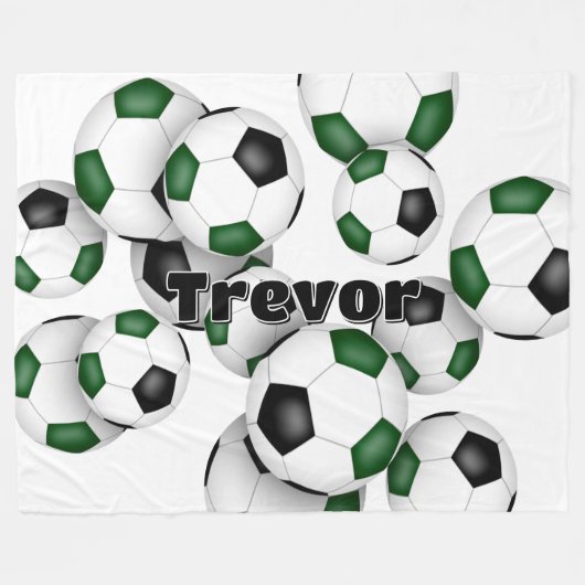 Haufen grüner schwarzer Fußbälle Jungs Mädchen Fleecedecke (Vorderseite (Horizontal))