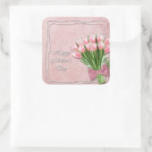 Haufen rosa Tulips Muttertagsaufkleber Quadratischer Aufkleber (Tasche)