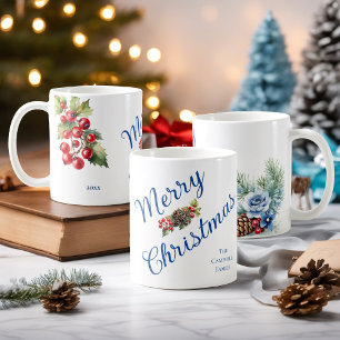 Haufen Stechpalmenbeeren Familienname Weihnachten Kaffeetasse