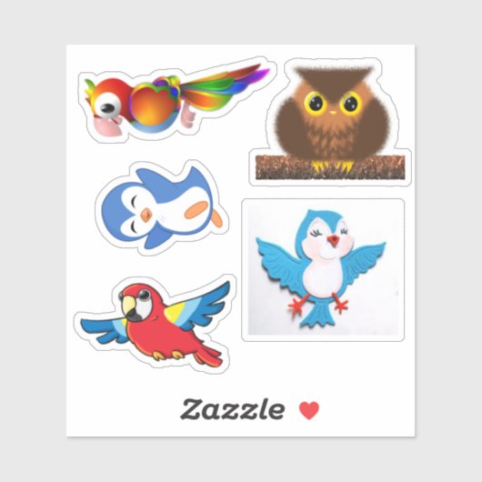 Haufen Vogelhafter Aufkleber (Blatt)