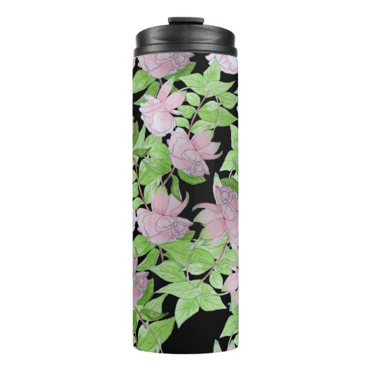 Haufen von hübsch rosa Blume und Blütenblättern Thermosbecher (Vorderseite)