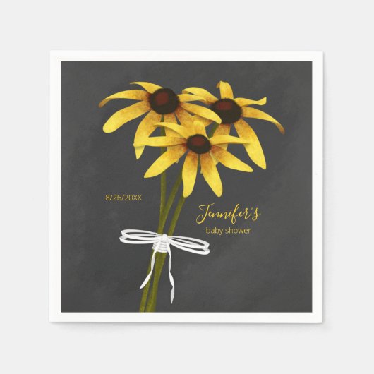 Haufen Wildblumen Schwarze Mit Augen Susan Babydus Serviette (Vorderseite)