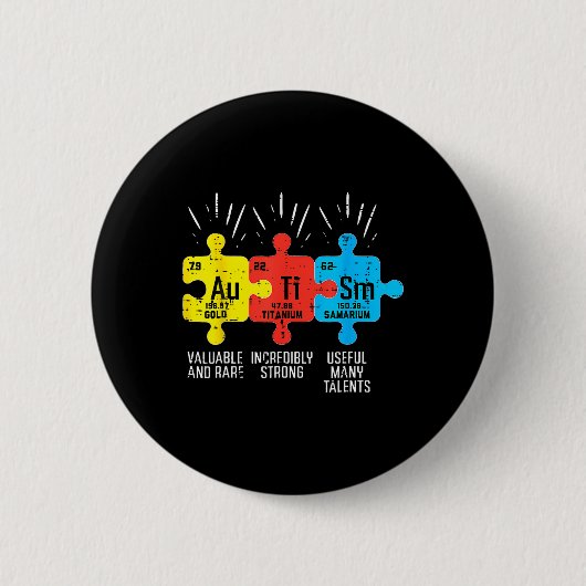 Häufig auftretende Autismus-Elemente - Sensibilisi Button (Vorderseite)