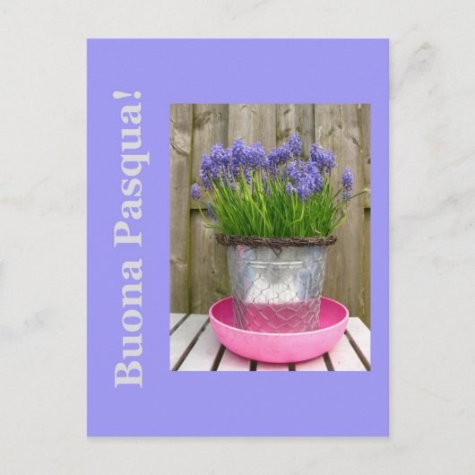 Häufig blaue Bindestriche Ostergrüße - Italienisch Feiertagspostkarte (Vorderseite)