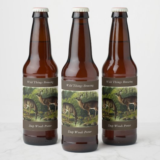 Häufig (Weißschwanz) Hirsche - Audubon-Quadrupeds Bierflaschenetikett (Flaschen)