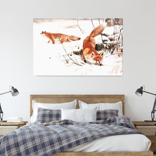 Häufige Füchse im Schnee, beliebte Kunstwerke, Leinwanddruck (Insitu (Schlafzimmer))