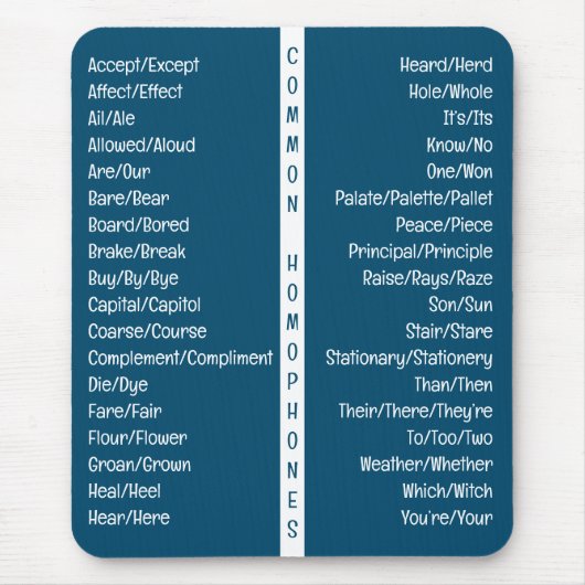 Häufige Homophone Englische Rechtschreibreferenz Mousepad (Vorne)