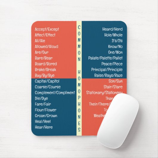 Häufige Homophone Englische Rechtschreibreferenz Mousepad (Mit Mouse)