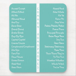 Häufige Homophone Englische Rechtschreibreferenz Mousepad