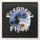 Häufiger Flyer Halloween Rotzspieß Broomstick Glasuntersetzer (Vorderseite)