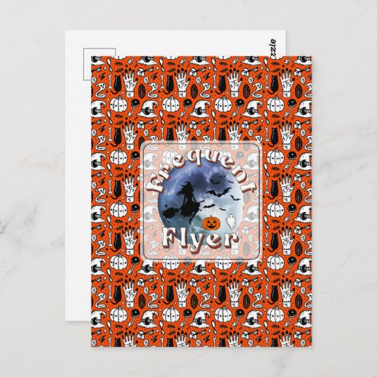 Häufiger Flyer Halloween Rotzspieß Broomstick Postkarte (Vorne/Hinten)