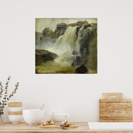 Haugfoss in Norwegen, 1827 Poster (Küche)