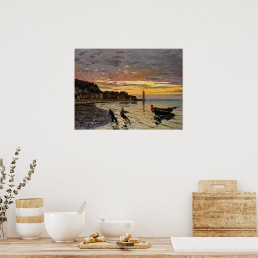 Hauling a Boat Ashore, Honfleur Poster (Küche)