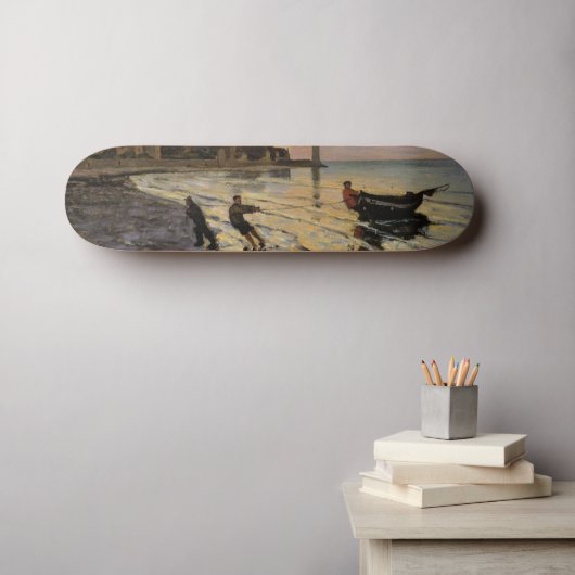 Hauling a Boat Ashore, Honfleur Skateboard (Wandkunst (Horz))