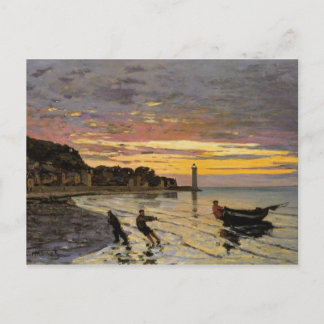 Hauling a Boat Ashore, Honfleur von Claude Monet Postkarte