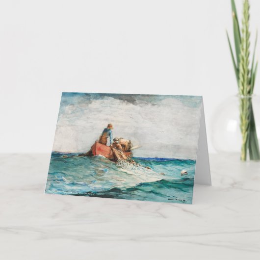 Hauling in the Nets (1887) von Winslow Homer Dankeskarte (Vorderseite)